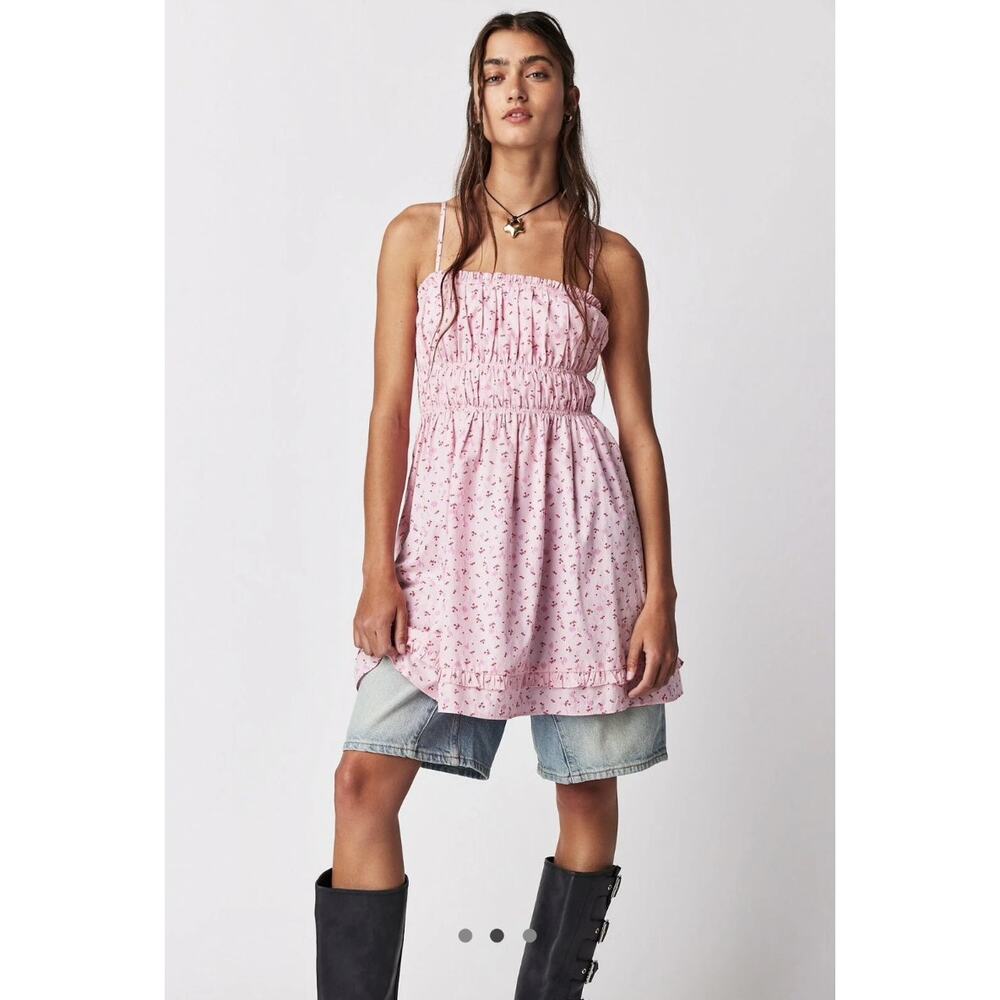 Free People Pink Floral Mini Sundress